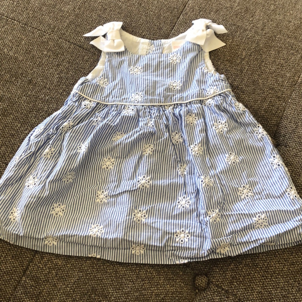 GYMBOREE girls 12 mth seersucker blue/white dress